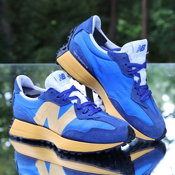 New Balance 327 Marine Blue Yellow Men’s Size 7.5 - Picture 1 of 13